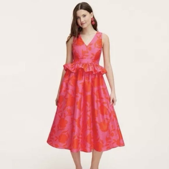 Kate Spade New York x Target, Rose Peplum Midi Dress Red and Pink - Picture 4 of 4